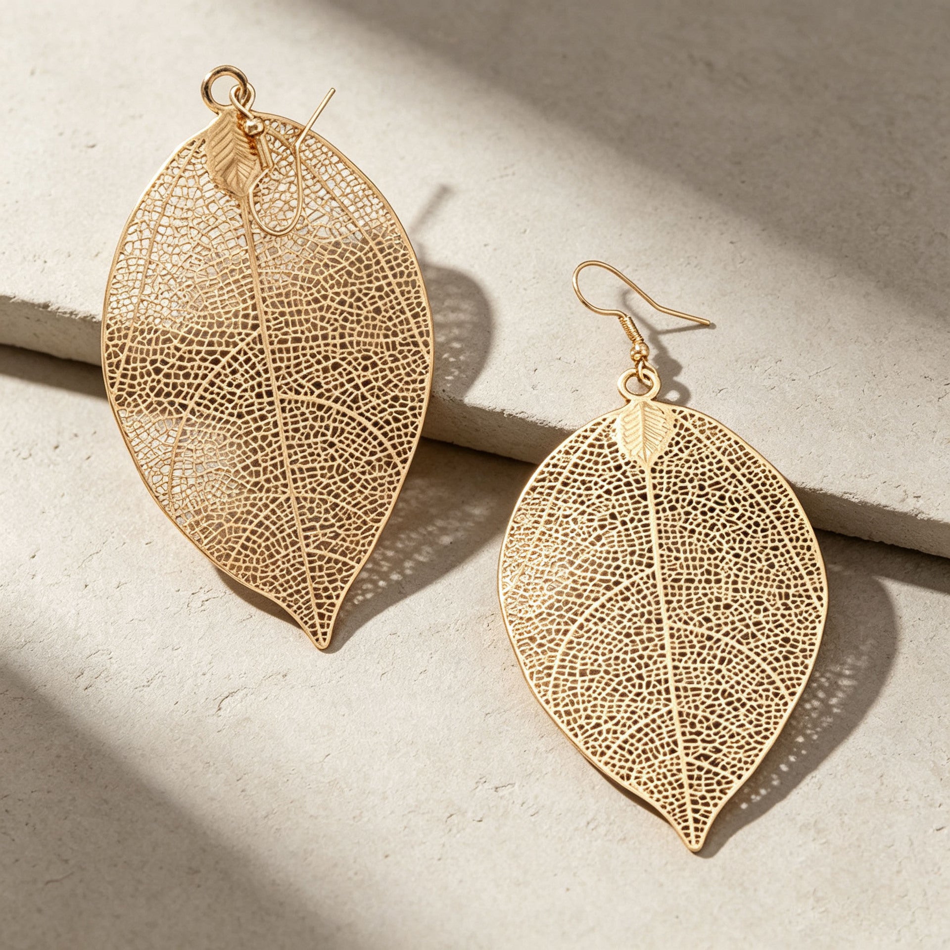 Gold Leaves Earrings For Women Featuring Zinc Alloy And Iron Posts In Retro Style