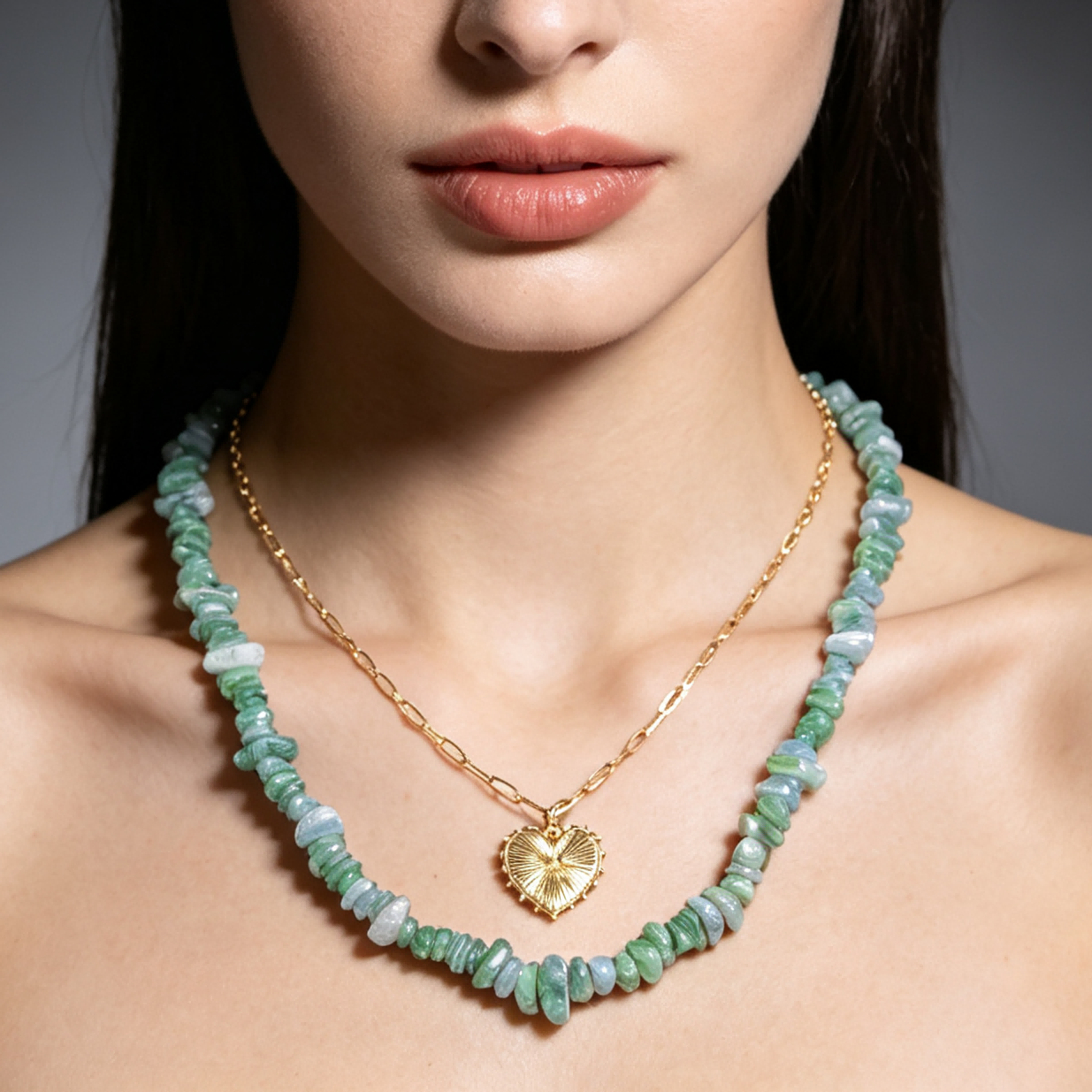 Bohemian Heart Shape Necklace For Women With 18K Real Gold Plated Acrylic Pendant And Waterproof Non Tarnish Cable Chain