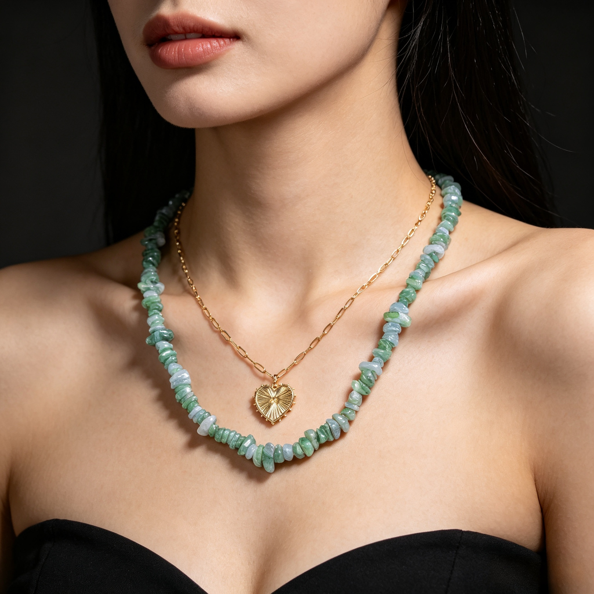 Bohemian Heart Shape Necklace For Women With 18K Real Gold Plated Acrylic Pendant And Waterproof Non Tarnish Cable Chain