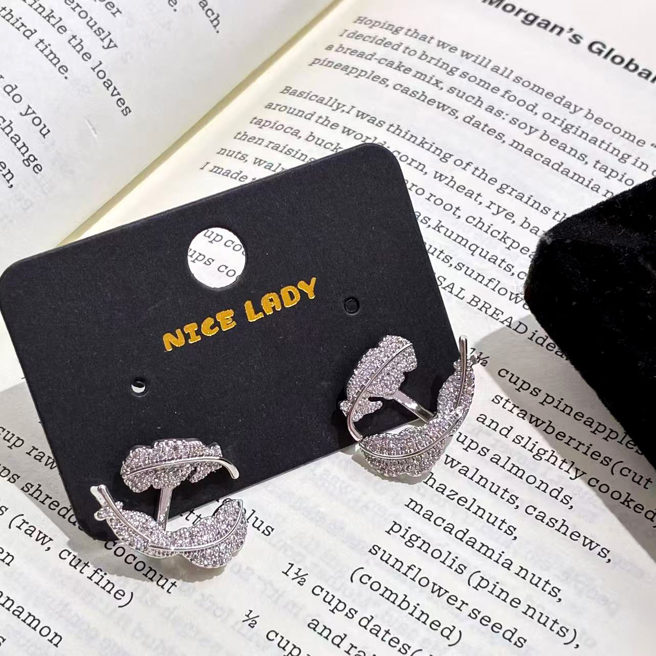 Leaves Earrings For Women In Silver Copper With Zircon Inlay, Featuring Real Gold Plated Material