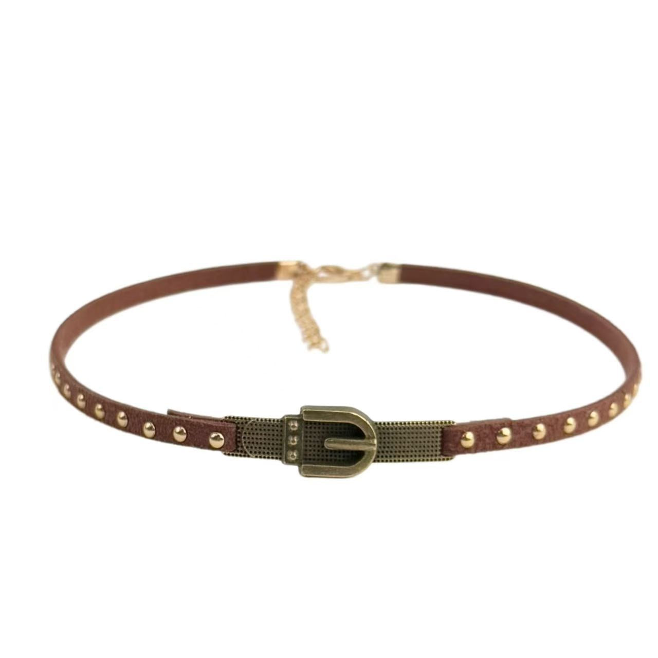 Brown Punk Alloy Choker Necklace With Unique Design For Stylish Statement