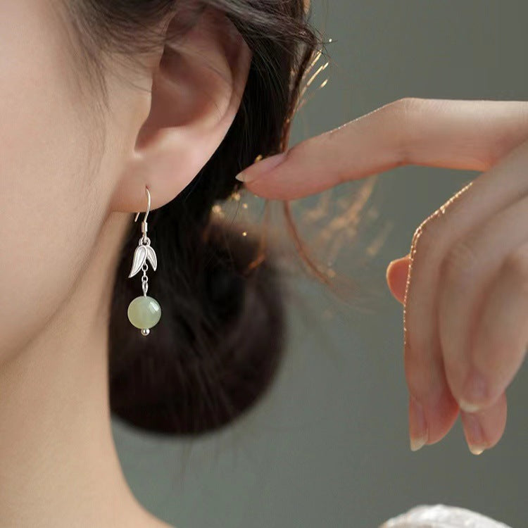 Leaves Ear Hook Earrings For Women With 925 Sterling Silver Studs, Electroplated Zinc Alloy, And Artificial Pearl Inlay