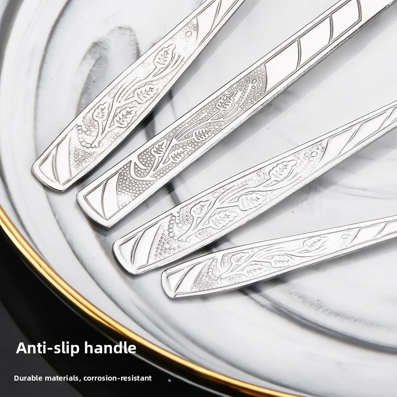 Flowers Pattern Tableware Set Featuring Western Cutlery With Knives, Forks, And Spoons