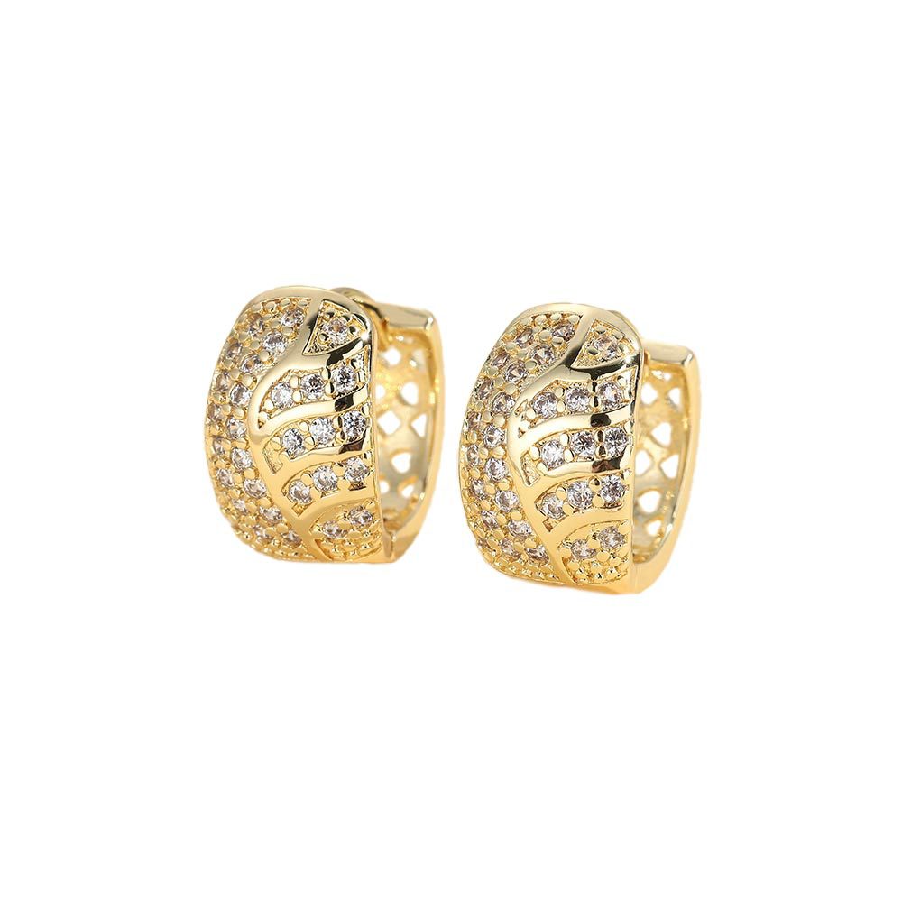 Gold Leaves Earrings For Women Featuring Copper Ear Pins And Zircon Inlay Material