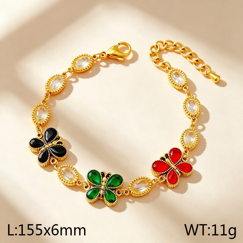 Electroplated Butterfly Bracelet For Women In 304 Stainless Steel With 18K Real Gold Plated PVD Coating 0.03µm Thickness