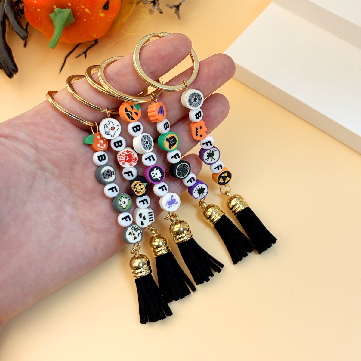 Halloween Letter Bag Pendant With Titanium Plating And Resin Material, Featuring Tropical Style