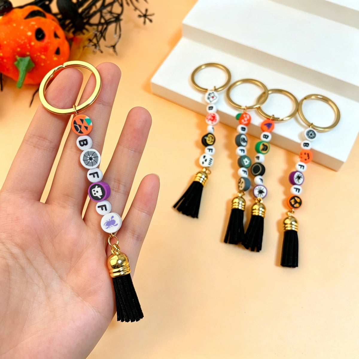 Halloween Letter Bag Pendant With Titanium Plating And Resin Material, Featuring Tropical Style
