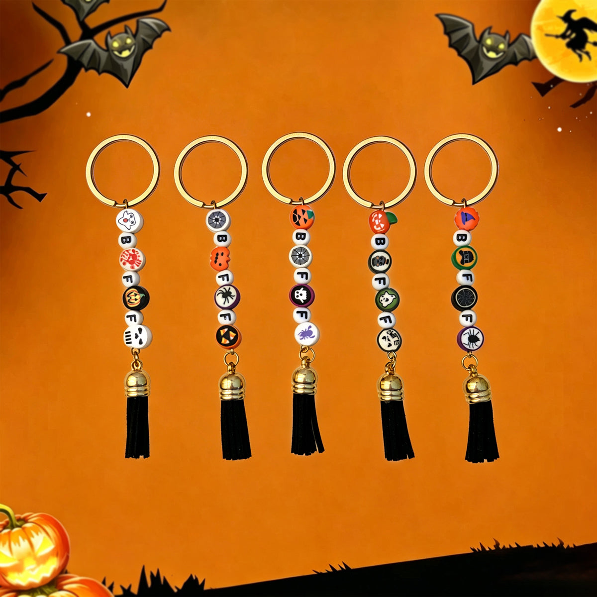 Halloween Letter Bag Pendant With Titanium Plating And Resin Material, Featuring Tropical Style