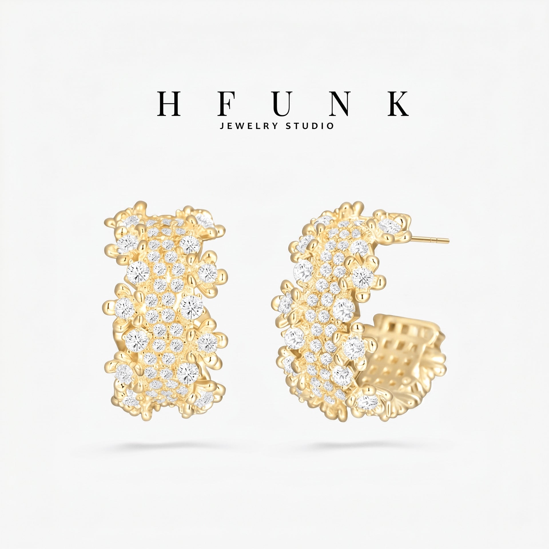 Luxurious Flowers Stud Earrings For Women With 925 Sterling Silver Pins And Zircon Inlay In Copper