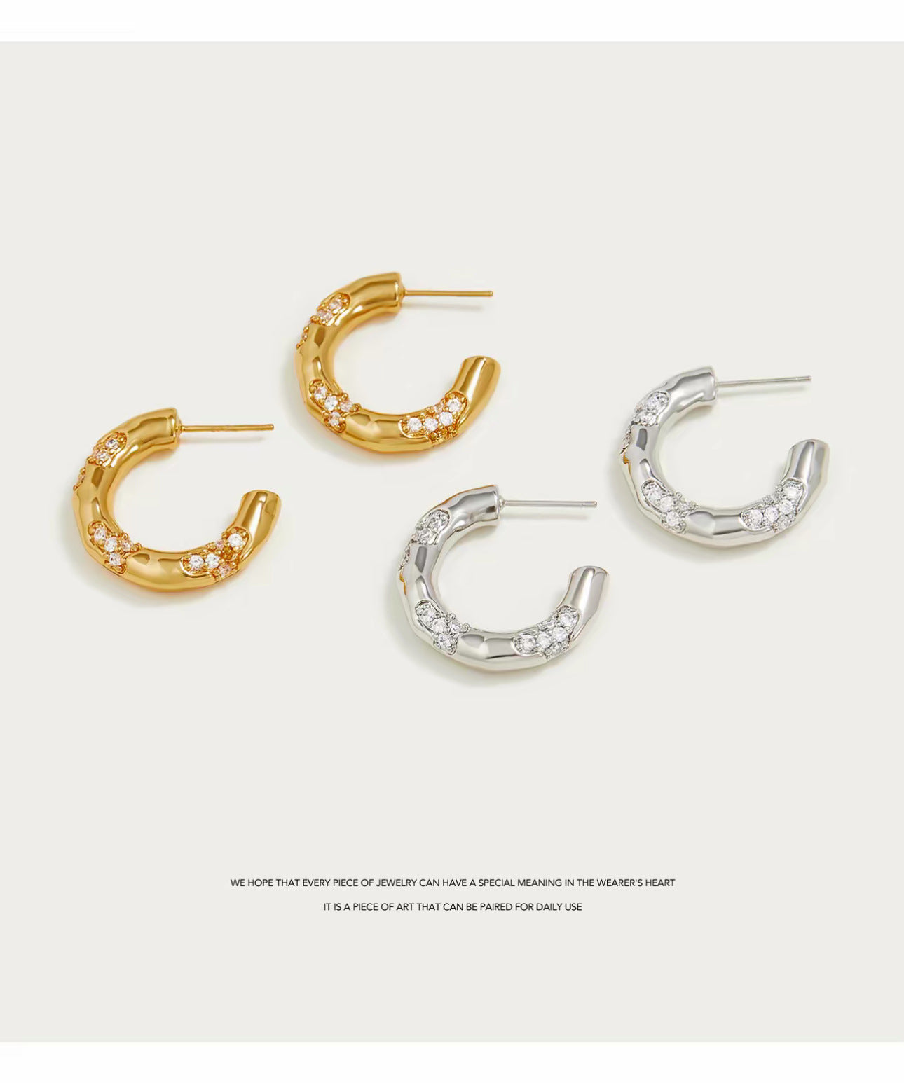 Circle Stud Earrings In Copper With Rhinestones, Featuring 925 Sterling Silver Posts, Simple Style For Women