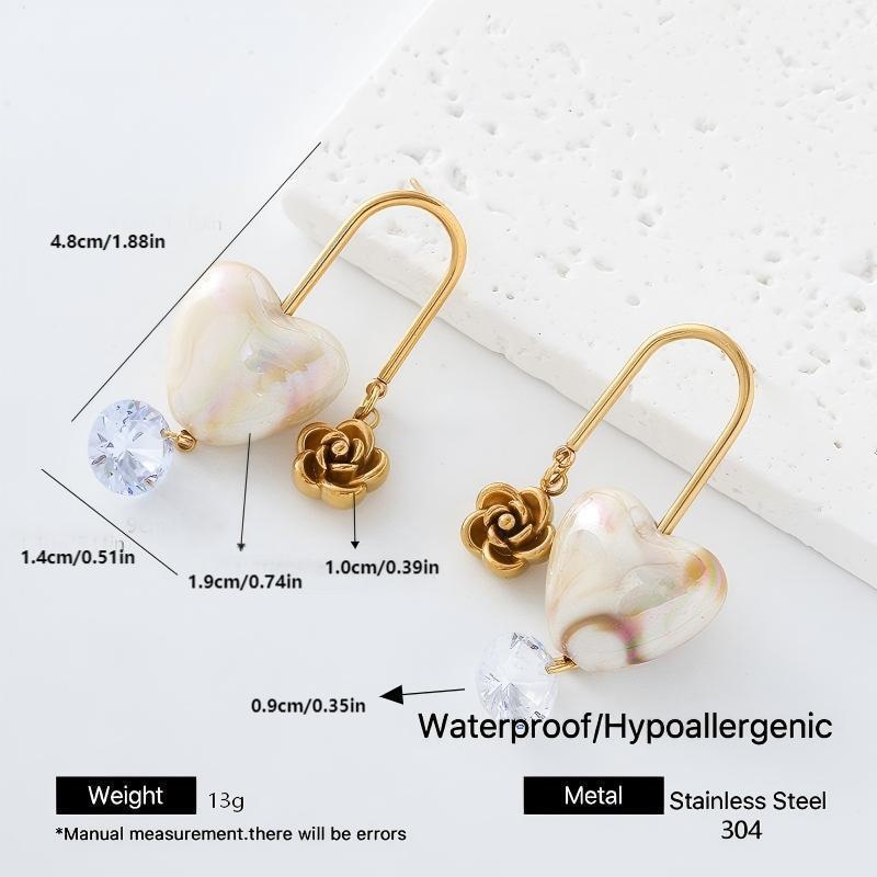 Heart Shape Earrings For Women In Sweet Style Featuring 304 Stainless Steel Posts