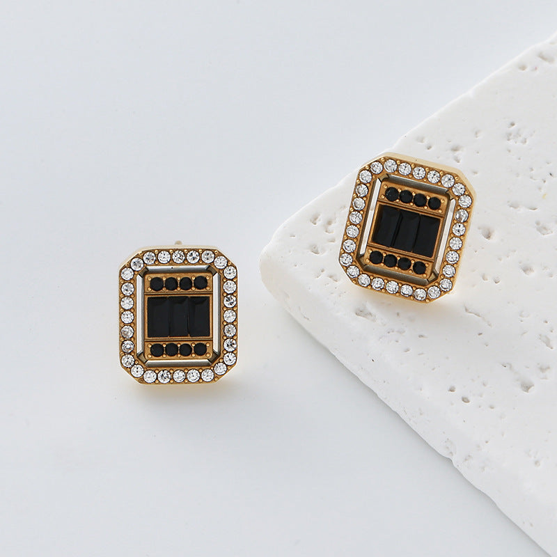Bow Tie Earrings For Women Featuring Enamel Craft And Rhinestones Inlaid On 304 Stainless Steel Posts