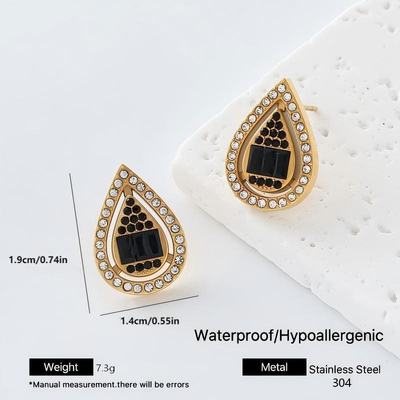 Heart Shape Earrings For Women Featuring Electroplated Finish And 304 Stainless Steel Posts With Rhinestone Inlay