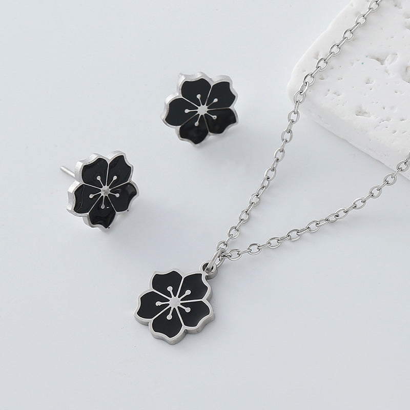 Ditsy Floral Jewelry Set Featuring 304 Stainless Steel Pendant