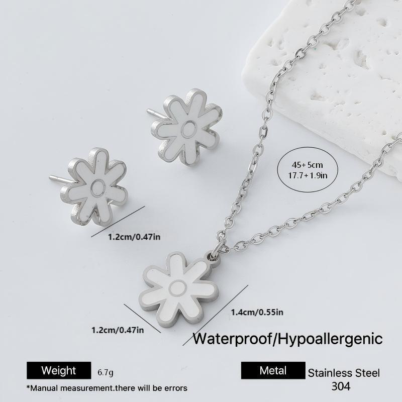 Ditsy Floral Jewelry Set Featuring 304 Stainless Steel Pendant
