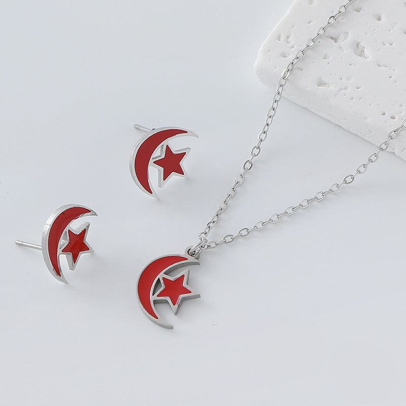 Ditsy Floral Jewelry Set Featuring 304 Stainless Steel Pendant