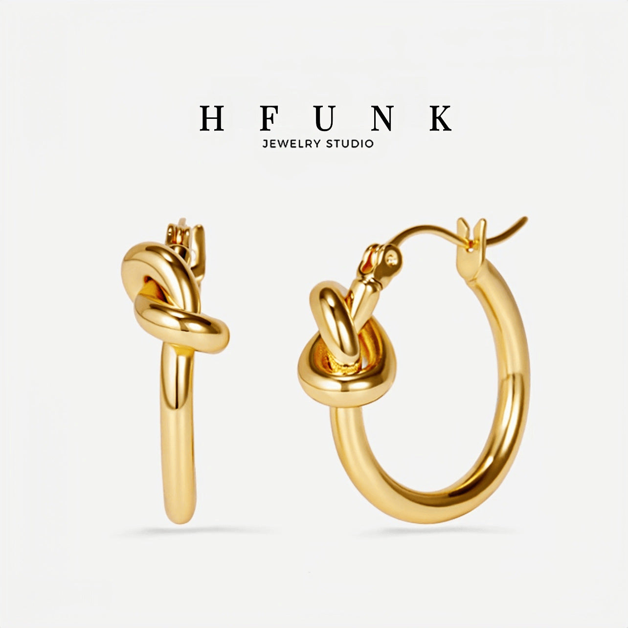 Knot Earrings For Women In Gold Featuring Waterproof Non Tarnish Titanium Steel With 304 Stainless Steel Ear Pins, 1 Pair