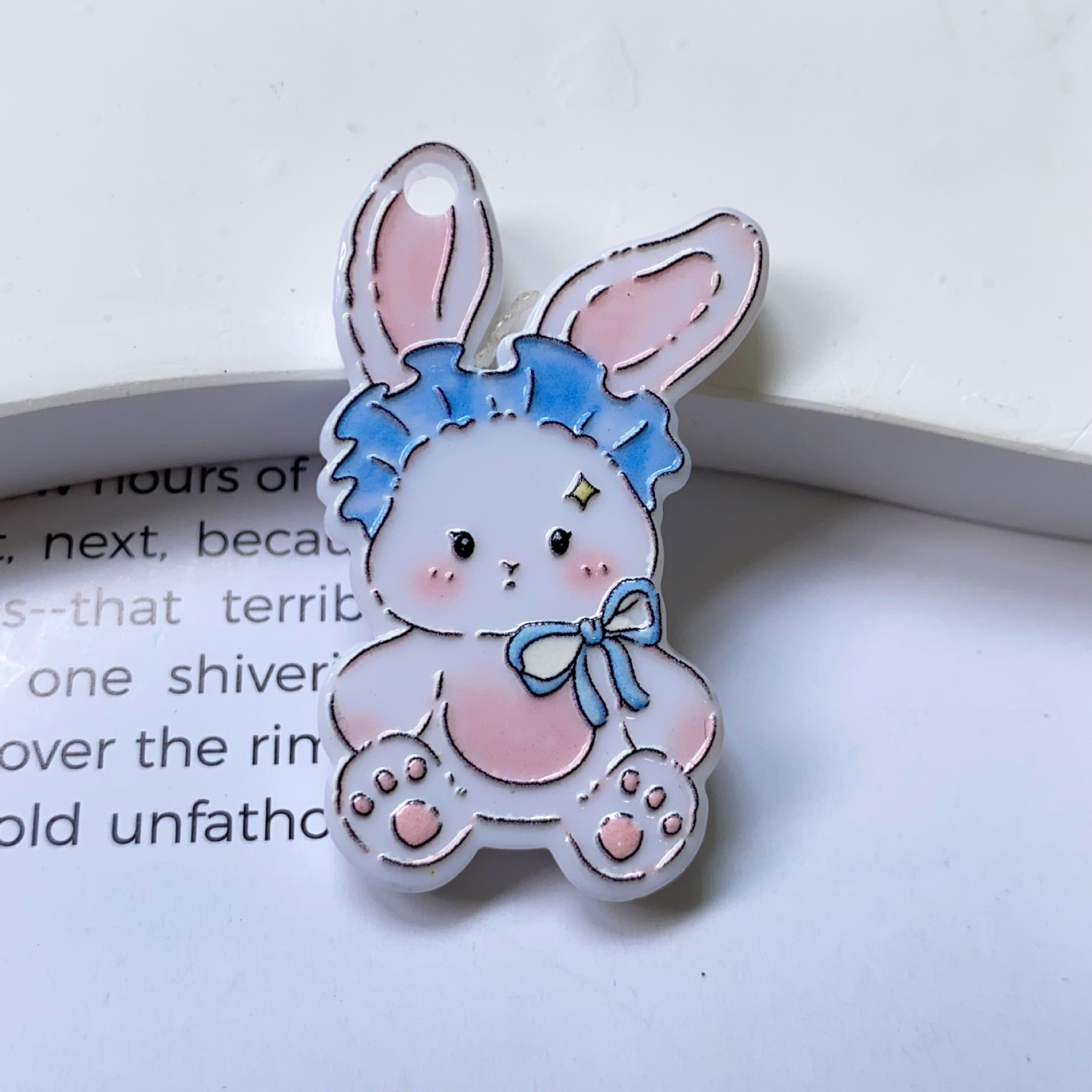 Acrylic Rabbit Pendant With Printing Craft In Cartoon Style Jewelry Accessories
