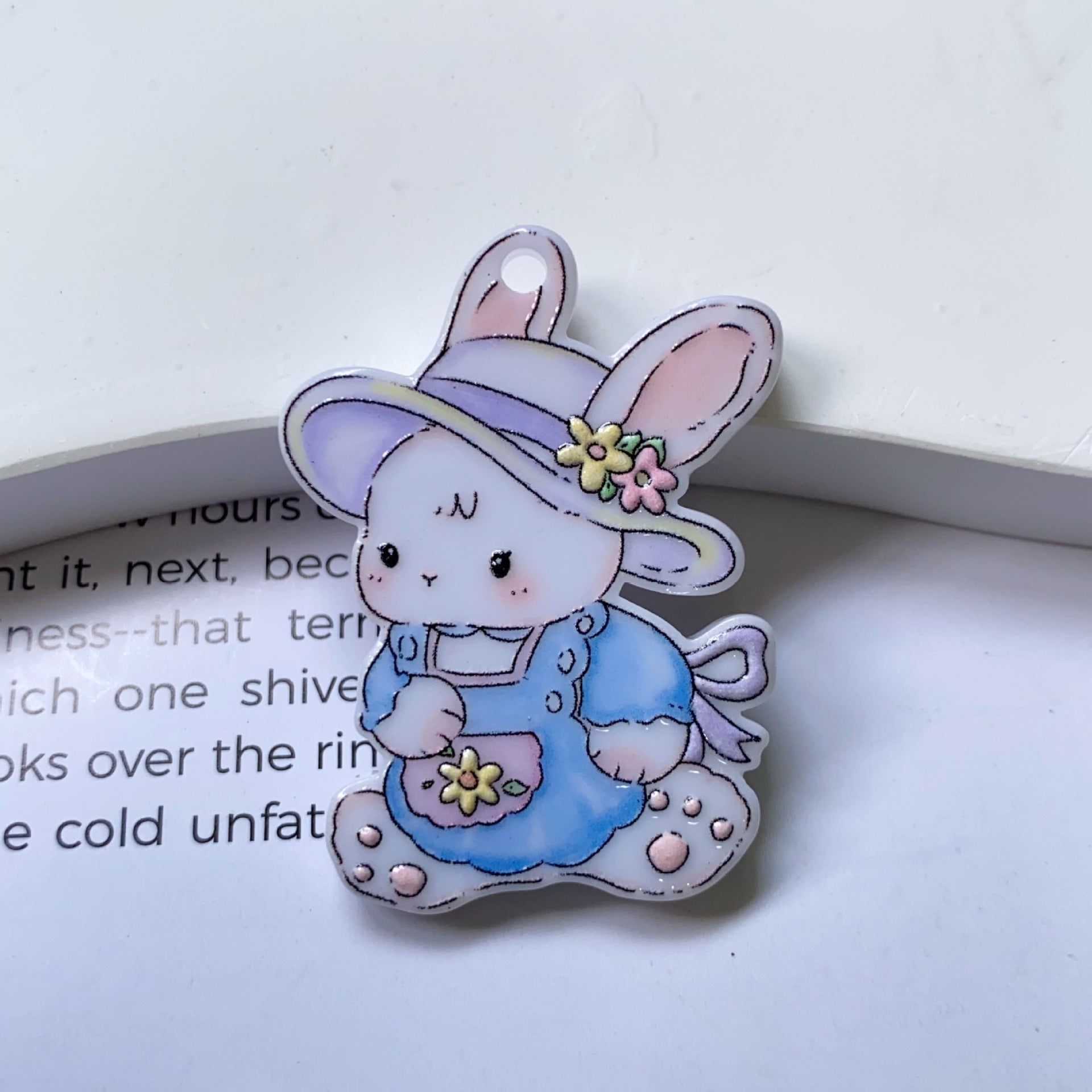 Acrylic Rabbit Pendant With Printing Craft In Cartoon Style Jewelry Accessories