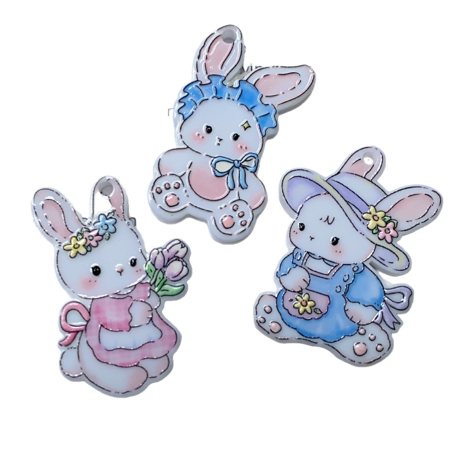 Acrylic Rabbit Pendant With Printing Craft In Cartoon Style Jewelry Accessories