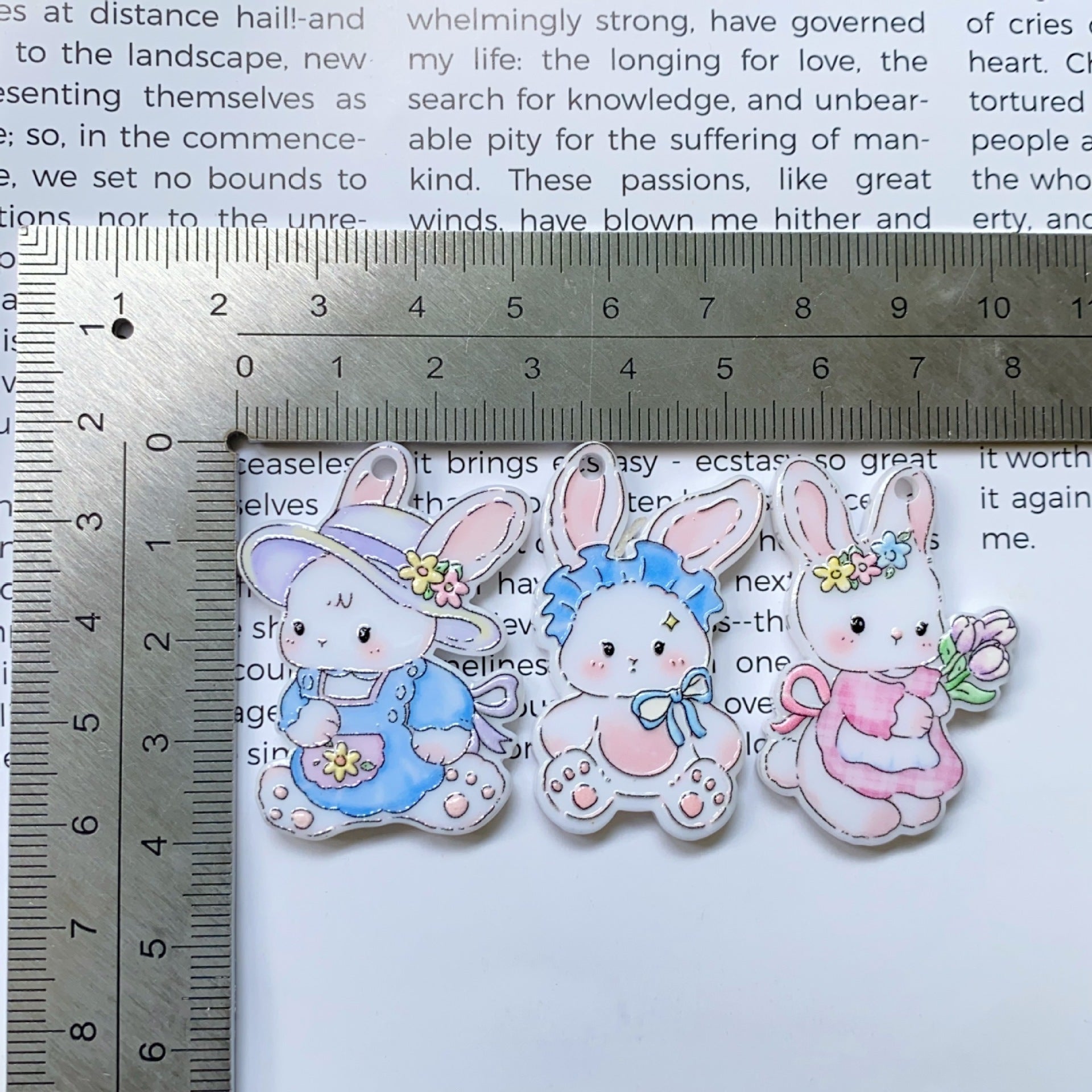 Acrylic Rabbit Pendant With Printing Craft In Cartoon Style Jewelry Accessories