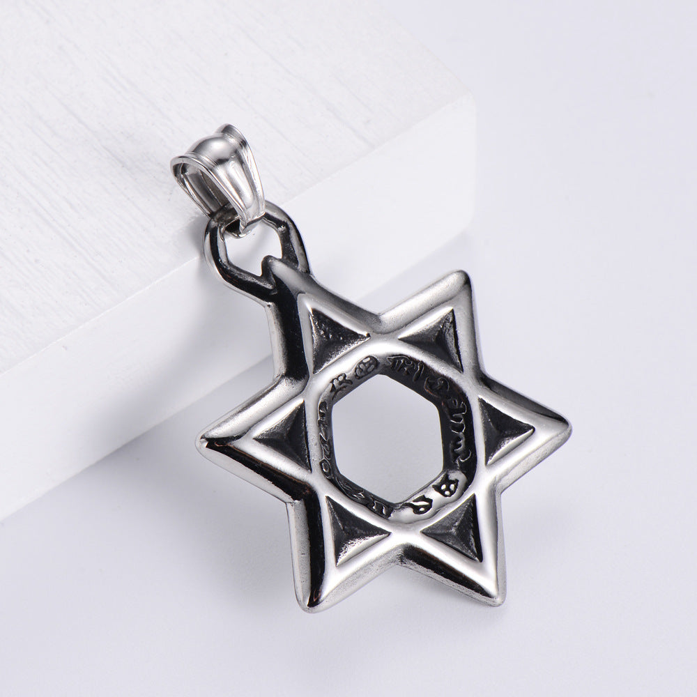 Men's Punk Hexagram Sweater Chain Necklace In Durable 201 Stainless Steel