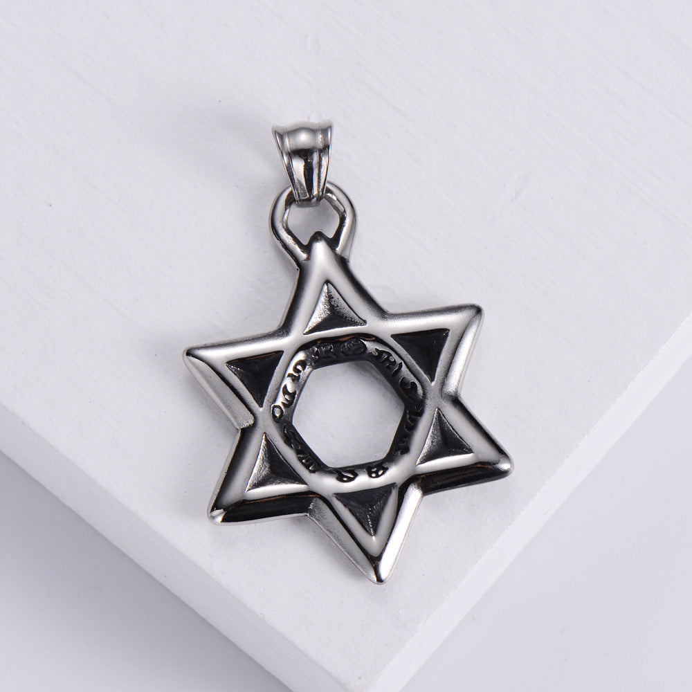 Men's Punk Hexagram Sweater Chain Necklace In Durable 201 Stainless Steel