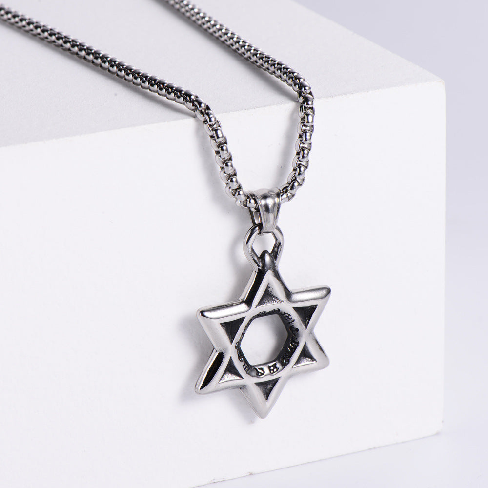 Men's Punk Hexagram Sweater Chain Necklace In Durable 201 Stainless Steel