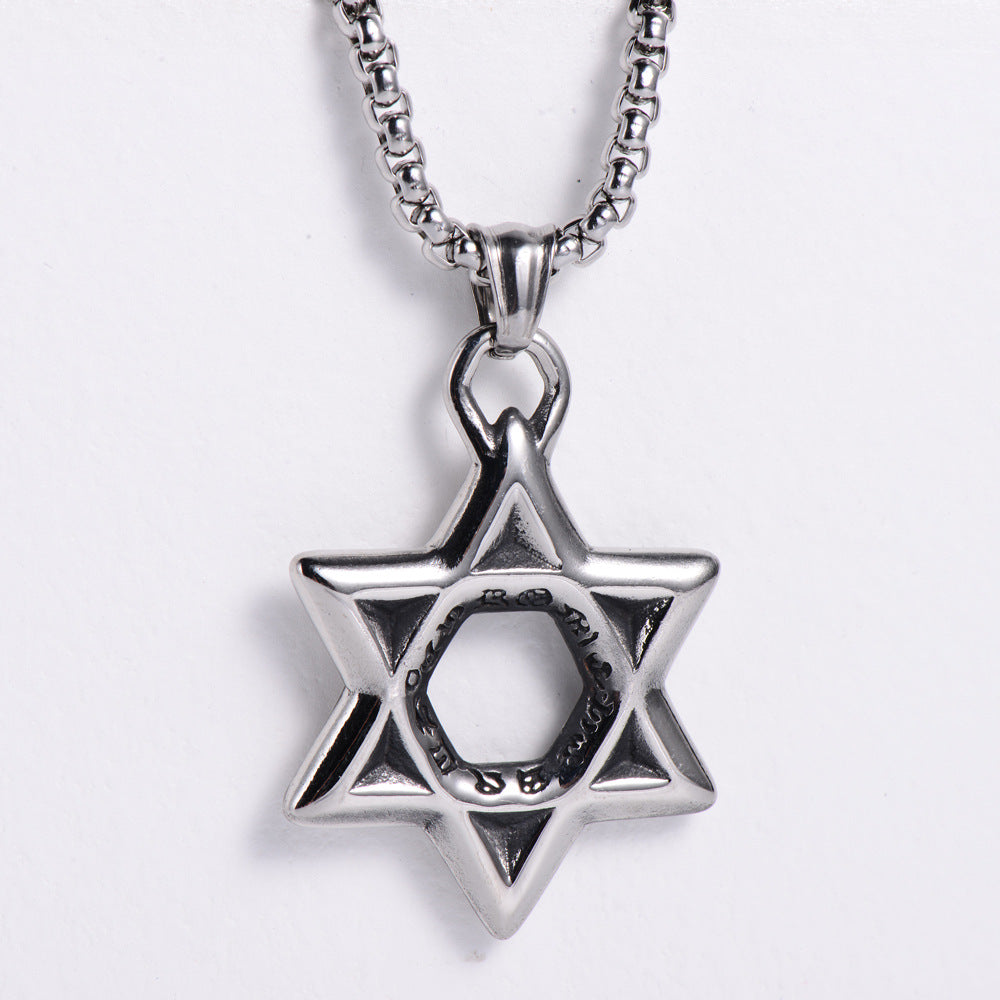 Men's Punk Hexagram Sweater Chain Necklace In Durable 201 Stainless Steel
