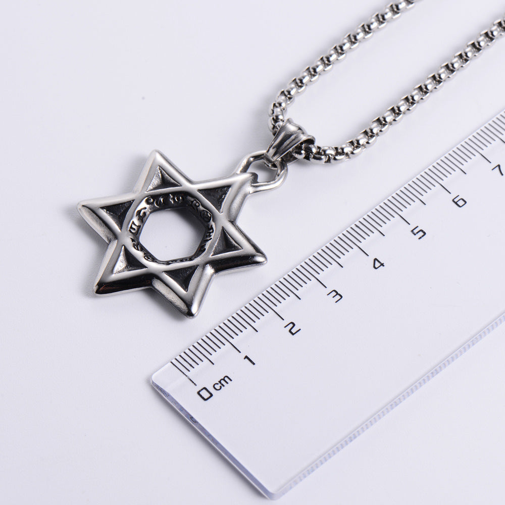 Men's Punk Hexagram Sweater Chain Necklace In Durable 201 Stainless Steel