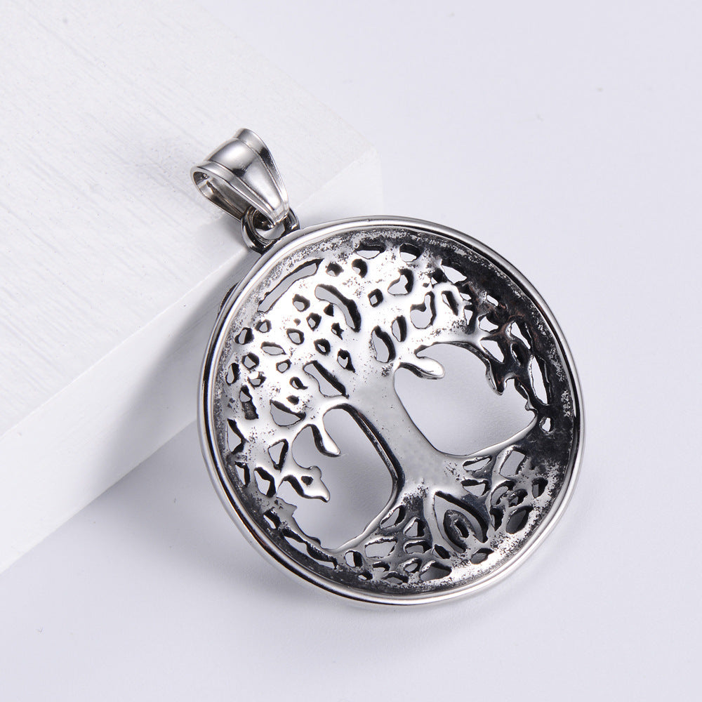Life Tree Pendant In Punk Style Made Of Durable Titanium Steel