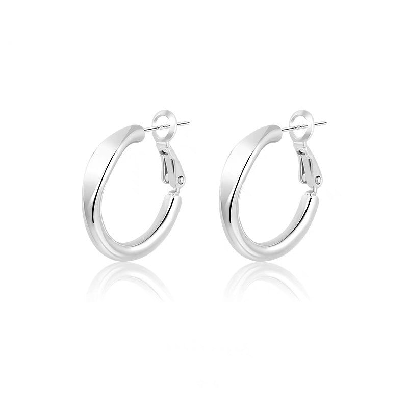 Geometric Earrings For Women In Silver, Made Of Zinc Alloy With Electroplated Finish And 925 Sterling Silver Ear Pins