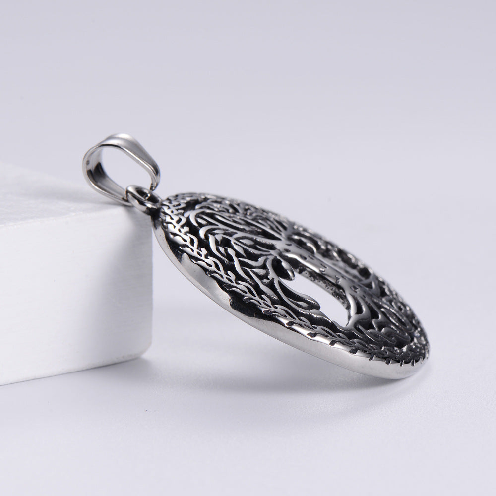 Life Tree Pendant In Punk Style Made Of Durable Titanium Steel
