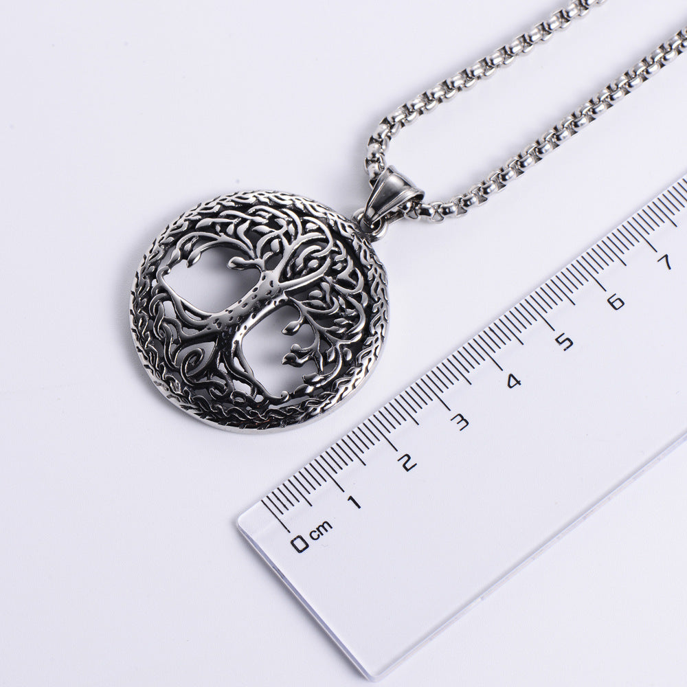 Life Tree Pendant In Punk Style Made Of Durable Titanium Steel