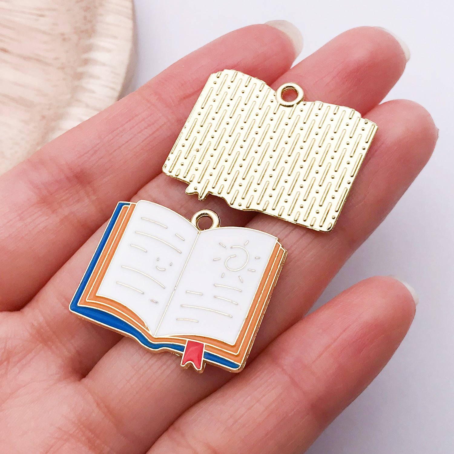20 PCS Alloy Pendant Book Charms In Blue With Electroplated Finish, Cartoon Style Jewelry Accessories
