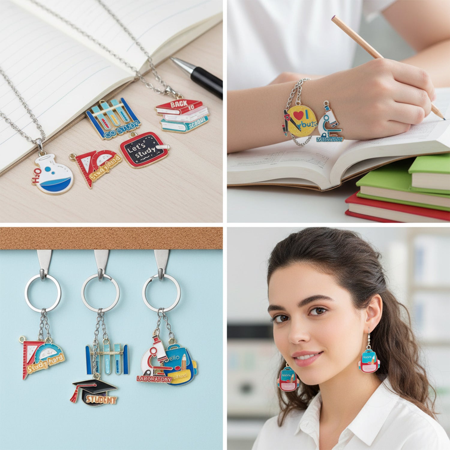 20 PCS Alloy Pendant Book Charms In Blue With Electroplated Finish, Cartoon Style Jewelry Accessories