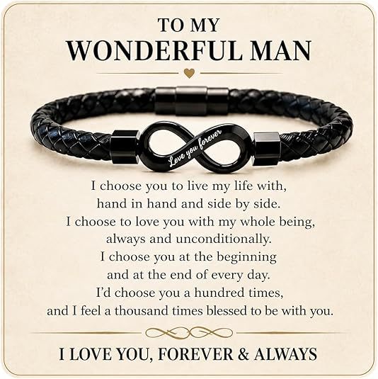 Men's Infinity Carving Bracelet In Steel Color Featuring Durable Titanium Steel Chain Material