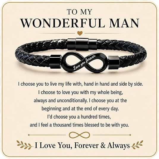 Men's Infinity Carving Bracelet In Steel Color Featuring Durable Titanium Steel Chain Material