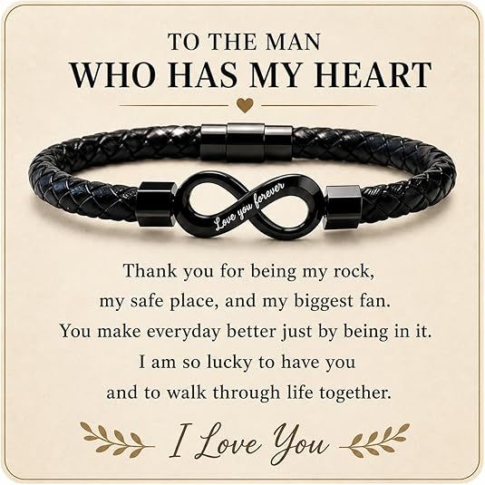 Men's Infinity Carving Bracelet In Steel Color Featuring Durable Titanium Steel Chain Material