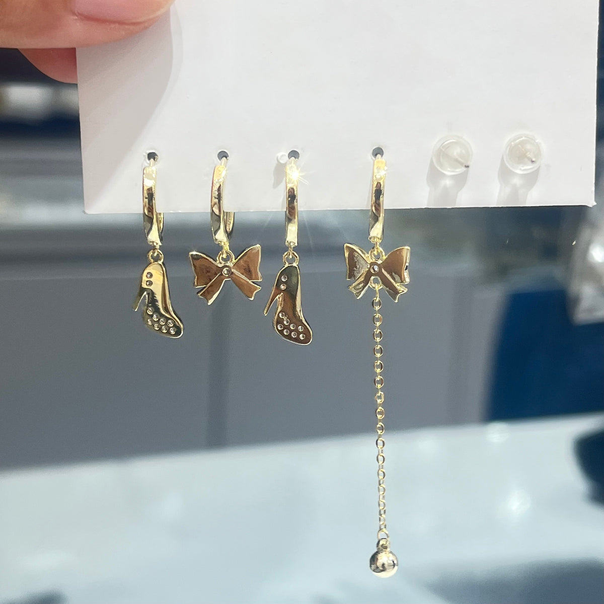 Style Human Face Earrings For Women, Electroplated Copper With 14K Real Gold Plated And Zircon Inlay