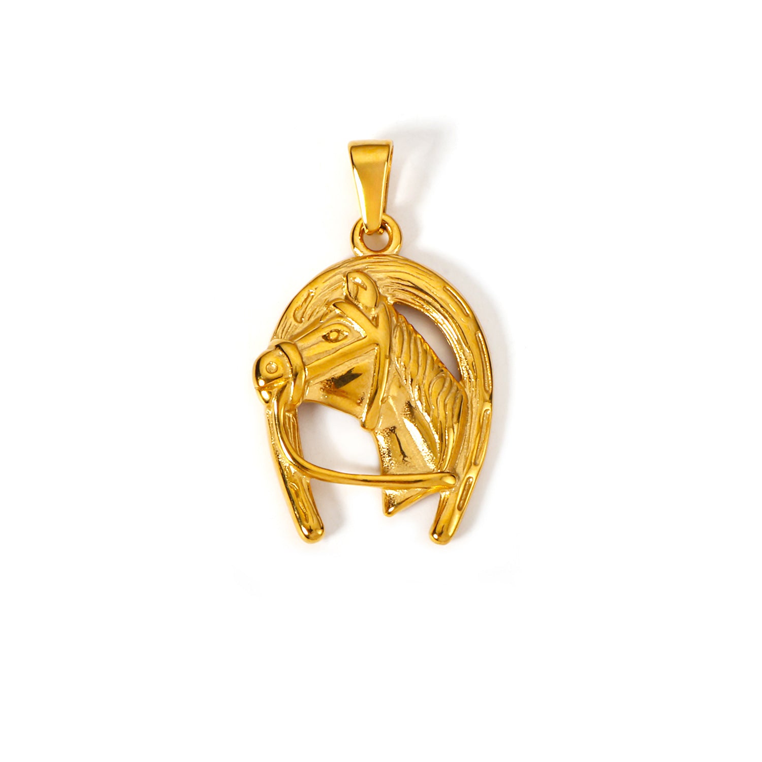 Hip-Hop Men's Horse Pendant In Gold Electroplated Metal Featuring Durable Craftsmanship