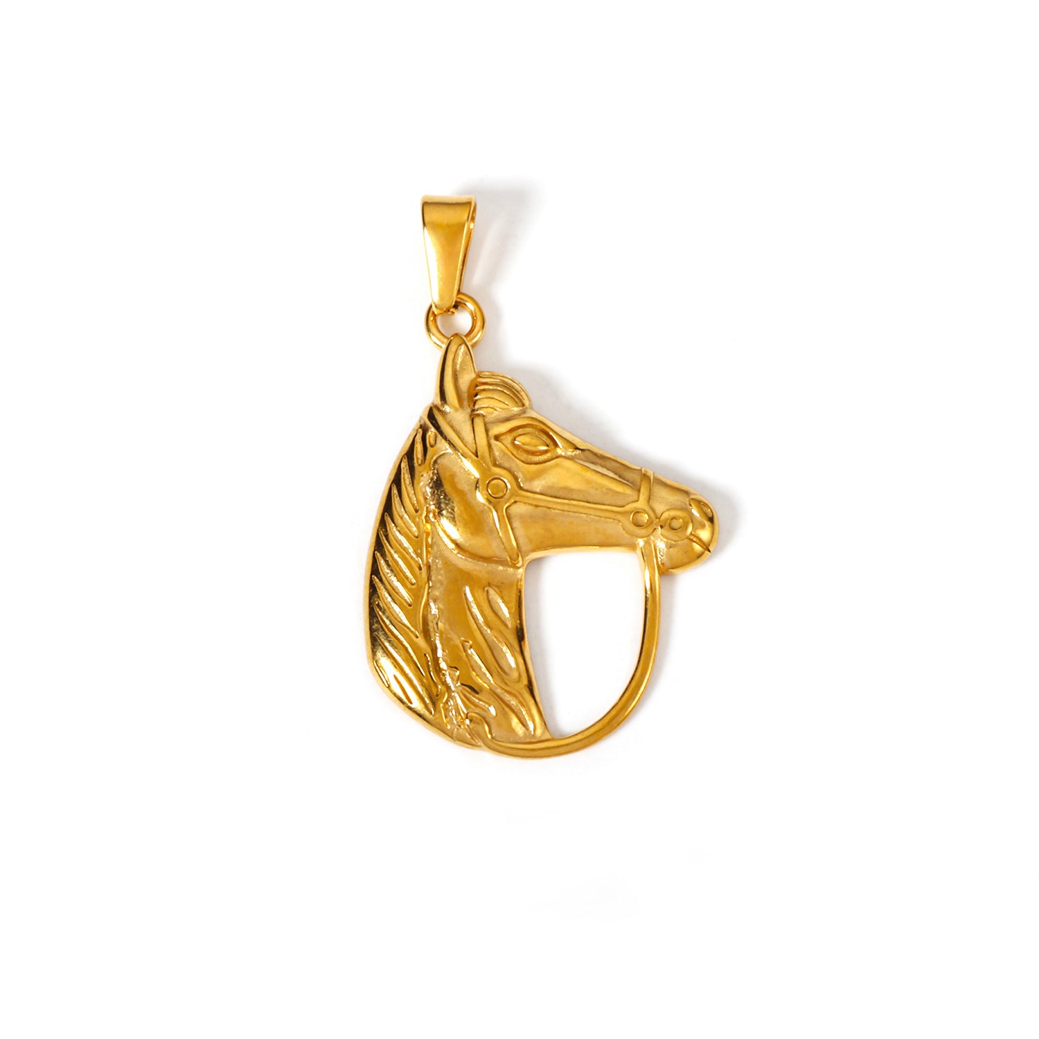 Hip-Hop Men's Horse Pendant In Gold Electroplated Metal Featuring Durable Craftsmanship