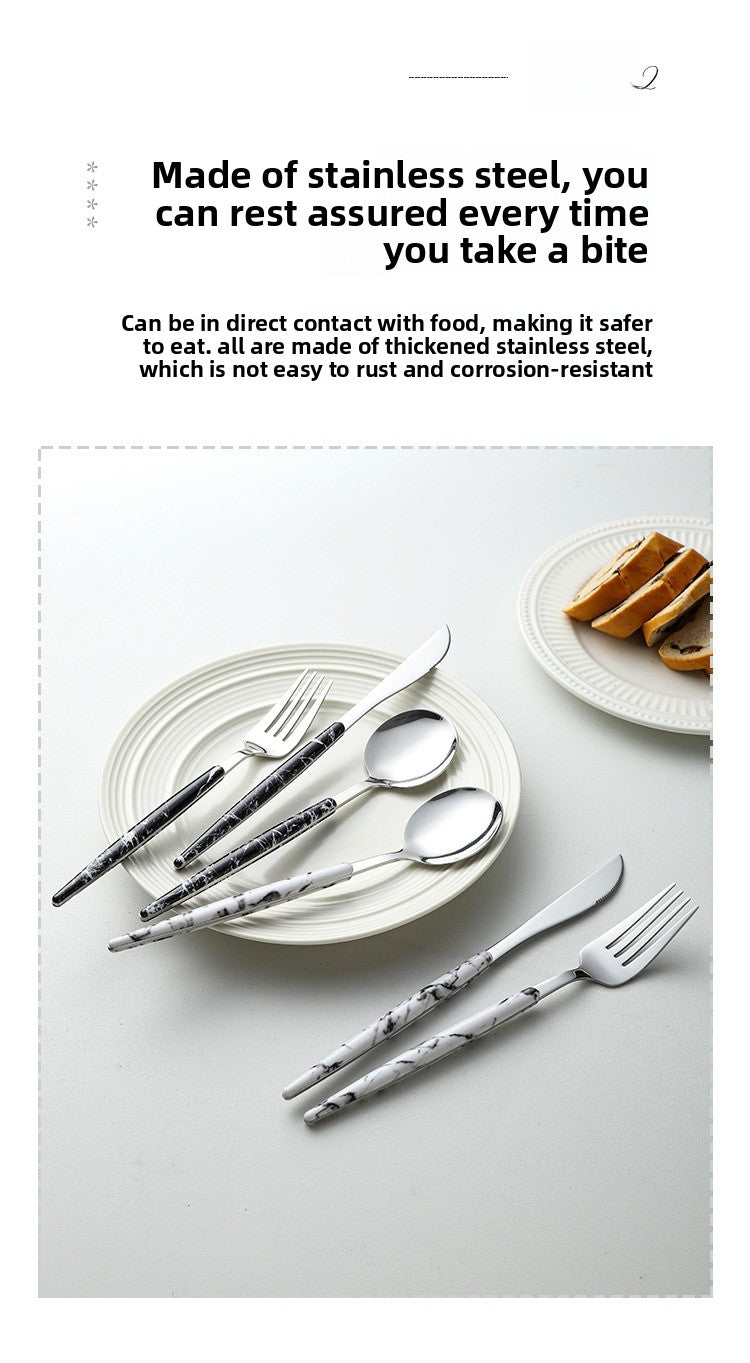 Elegant Flowers Pattern Tableware Set Featuring Western Cutlery With Knives, Forks, And Spoons
