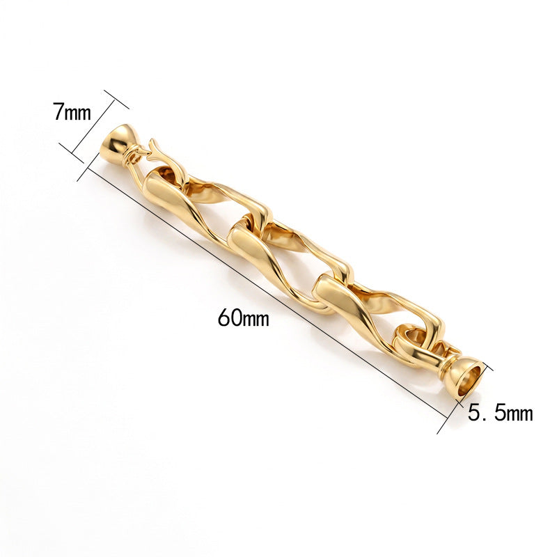 Polished Brass Jewelry Buckle Featuring Electroplated Real Gold Plated Finish With Geometric Pattern And OT Toggle Clasp Closure