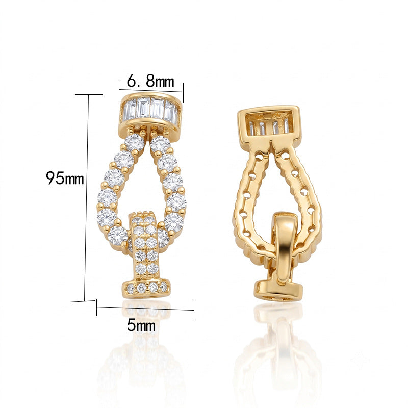Polished Brass Jewelry Buckle Featuring Electroplated Real Gold Plated Finish With Geometric Pattern And OT Toggle Clasp Closure