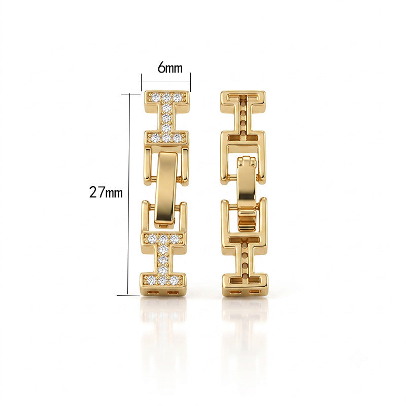 Polished Brass Jewelry Buckle Featuring Electroplated Real Gold Plated Finish With Geometric Pattern And OT Toggle Clasp Closure