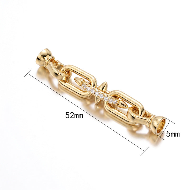 Polished Brass Jewelry Buckle Featuring Electroplated Real Gold Plated Finish With Geometric Pattern And OT Toggle Clasp Closure