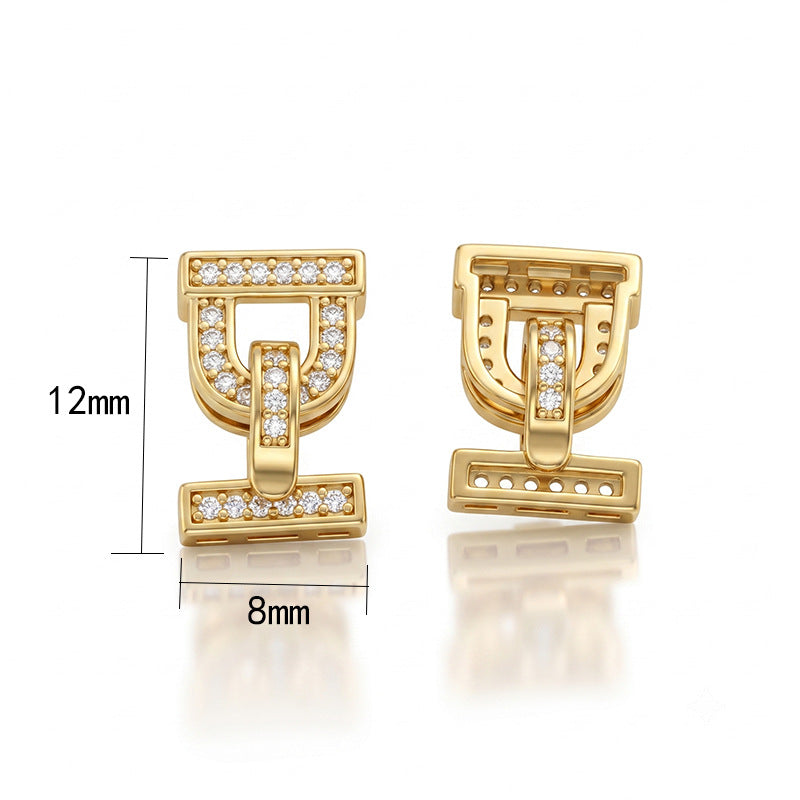 Polished Brass Jewelry Buckle Featuring Electroplated Real Gold Plated Finish With Geometric Pattern And OT Toggle Clasp Closure