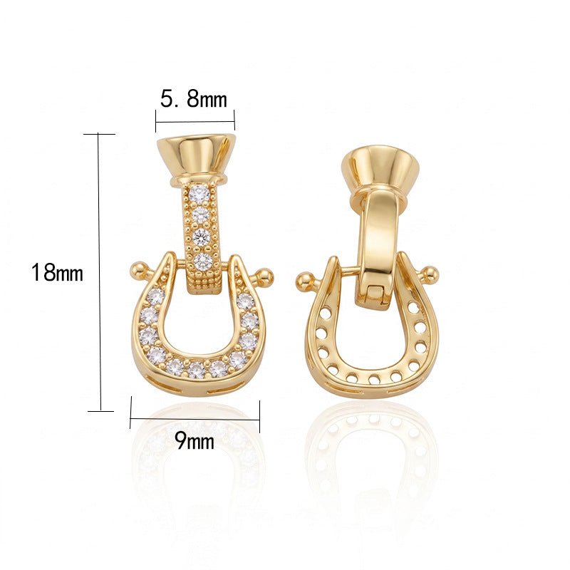 Polished Brass Jewelry Buckle Featuring Electroplated Real Gold Plated Finish With Geometric Pattern And OT Toggle Clasp Closure