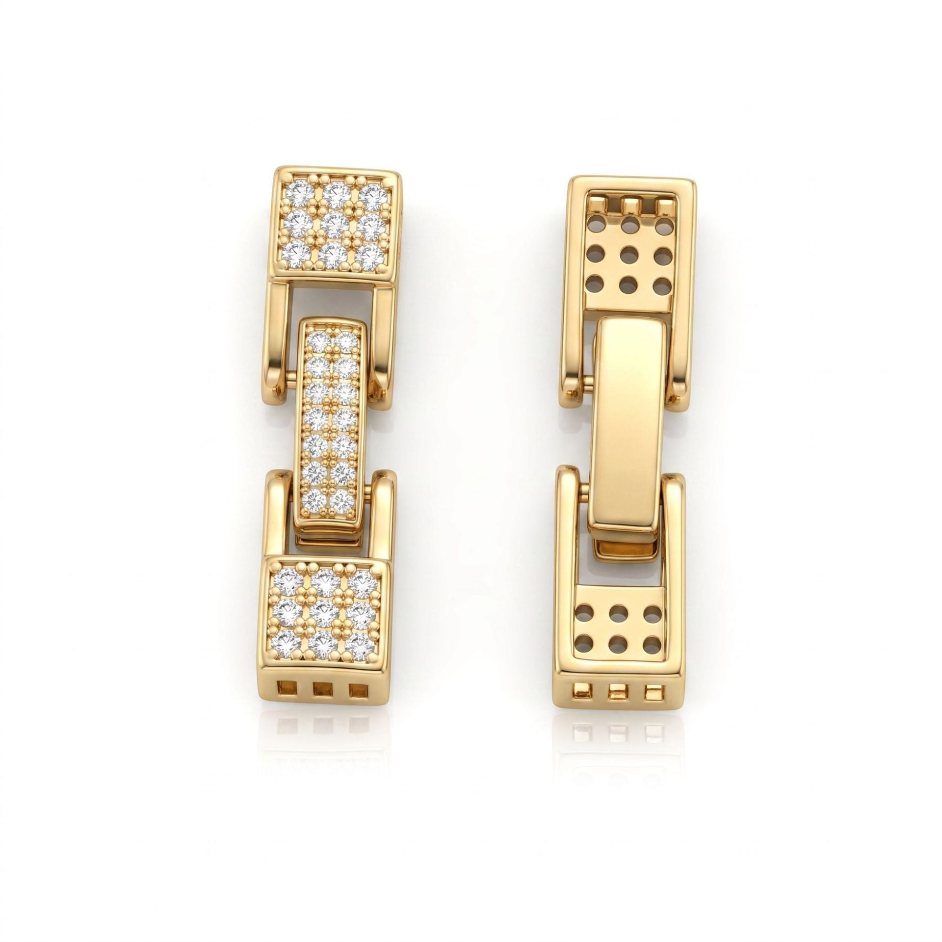 Polished Brass Jewelry Buckle Featuring Electroplated Real Gold Plated Finish With Geometric Pattern And OT Toggle Clasp Closure